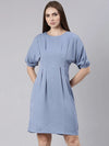 Women Blue Polka Dots A Line Dress-AE-9894-Blue