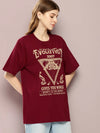 Dillinger Maroon Graphic Oversized T-Shirt-WMNCR502MRN-XS