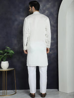 Men's Embroidered Kurta With Pyjama.-JOKP-P-5045White