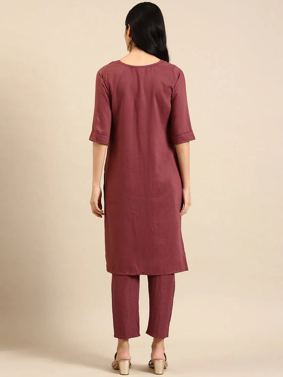 Women's Purple Solid Kurta Set-SKC-3327-Mauve