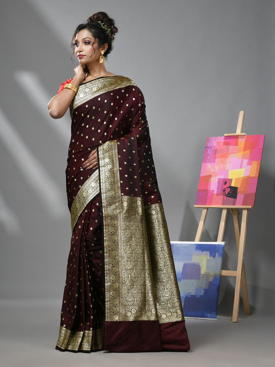 Maroon Katan Silk Banarasi Saree With Zari Woven Designs-MA52KA441380074