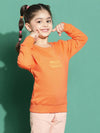 Tales & Stories Orange Printed SweatShirt For Girls