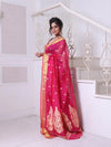 Hot Pink Cotton Saree With Zari Borders-MA64BCT401190040