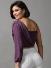 Women's Violet Solid Crop Top-AE-10403-Violet