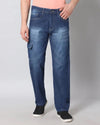 Retro Denim Jeans with 5 pockets-Blue-HBD23-30