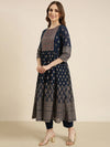 Women Anarkali Teal Ethnic Motifs Kurta and Trousers Set Comes With Dupatta-BC-SK-1728-Teal