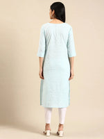 Women's Blue Solid Straight Kurta-SKC-793-Blue