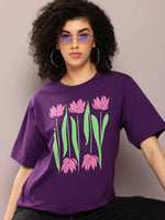 Dillinger Purple Graphic Oversized T-Shirt-WMNCR397GRL-XS