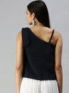 Women Navy Blue Solid Boxy Top-AE-10193-Navyblue