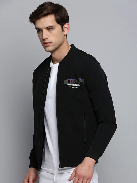 Men Black Solid Casual Jacket-STCW-J-20-Black