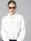 Women White Solid Denim Jacket-IM-10714-White