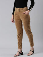 Women Khaki Solid Peg Trouser-LT-MF-23047-Khaki