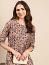 Women's Peach Printed Kurta Set-SKC-3196-Peach