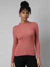 Women Rust Solid Fitted Top-GF-10-Rust