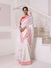 Off White Cotton Handwoven Jamdani Saree-MA64JM401380033