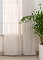 Light Grey 100% cotton solid sheer curtain for living room - Light filtering - Pack of 1-230425053