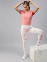 Women's White Tie Dye Track Pants-AF-1772-Whitepink