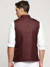 Men Maroon Mandarin Collar Solid Nehru Jacket-AD-J-450-Maroon