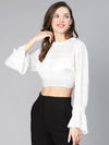 Complete White Ruffled Women Crop Top