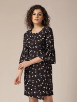 Bell sleeve overlap shift dress in Navy