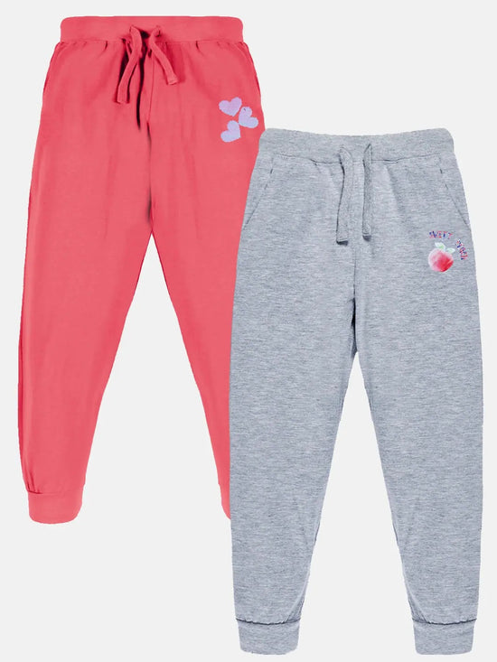 Girls Heart & Peach Printed Track Pant Pack of 2-AW23GTP615022