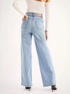 Women Blue High Waist Front Dart Straight Jeans