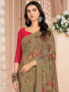 Saree Mall Women's Chiffon Olive Printed Designer Saree With Blouse Piece-STARCFN31902C