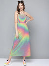 Rainbow Stripes Strappy Maxi Dress