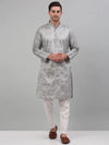 Men's Grey Embroidered Kurta with Pyjama.-JOKP-P-698Grey