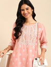 Women's Peach Printed Kurta Set-MRF-1164-Peach