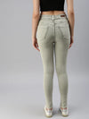 Women's Olive Solid Denim Skinny Jeans-GZ-5154-Olive