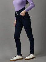 Women's Navy Blue Solid Skinny Fit Denim Jeans-GZ-5282-Navyblue