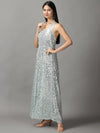 Women's Silver Embellished Gown Dress-RA-4024-Silver