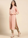 Women's Peach Floral Straight Kurta-GW-3232-Peach