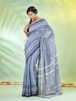 Grey Cotton Soft Saree With Texture Designs-MA62CT331210045