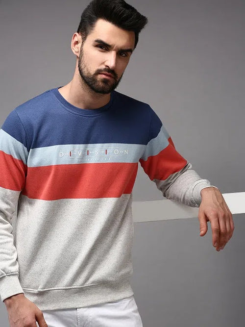 Men White Colourblock Sweatshirt-OTRS-8-Offwhite