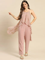 Asymmetric drape jumpsuit in Powder Pink