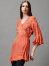 Women's Orange Printed Dress-DW-8821-Orange