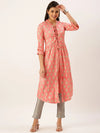 Women's Peach Paisley A-Line Kurta-KG-8109-Peach