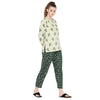 Smarty Pants Women's Cotton Green Color Floral Print Night Suit