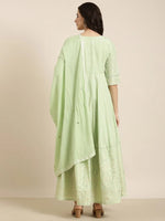 Women Anarkali Green Floral Kurta Comes with Dupatta-DK-FS-2831-Green