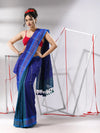 Blue Patli-Pallu Cotton Saree With Zari Stripes Design-MA55CT06520026