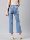 Women Blue Solid Flared Denim Jeans-GZ-5513-Blue