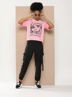 Difference of Opinion Pink Graphic Oversized T-Shirt-DOWMN300PINK-XS