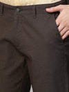 Genips Men's Brown Cotton Stretch Caribbean Slim Fit Self Design Trousers-108-429L_BKOL_30