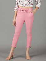 Women's Pink Solid Cigarette Trouser-AL-6272-Pink