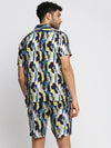 Men Multi Cuban Collar Printed Over Sized Co-ords Set-ABOMASUM-1812-Multi