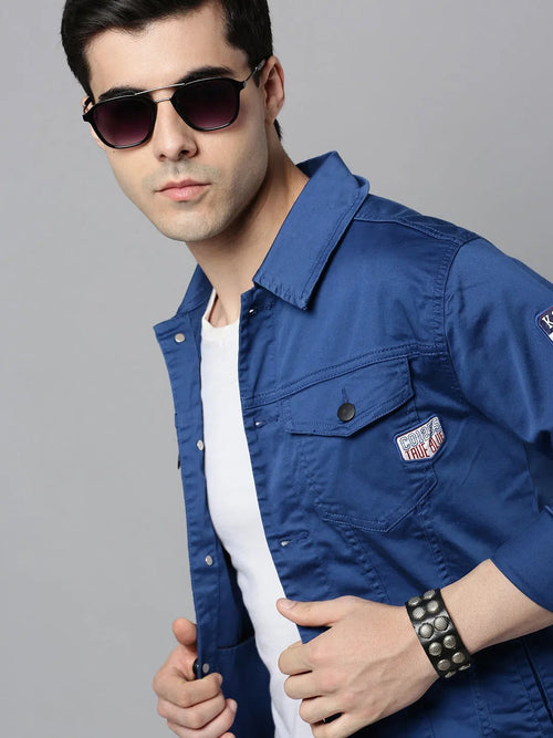 Men Blue Solid Casual Shirt-KZ-12067-Blue