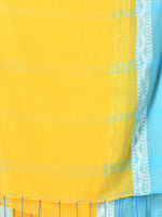 Yellow Cotton Soft Saree With Contrasted Borders-MA62CT33720060