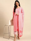 Women's Pink Printed Kurta Set-AT-A576-Pink